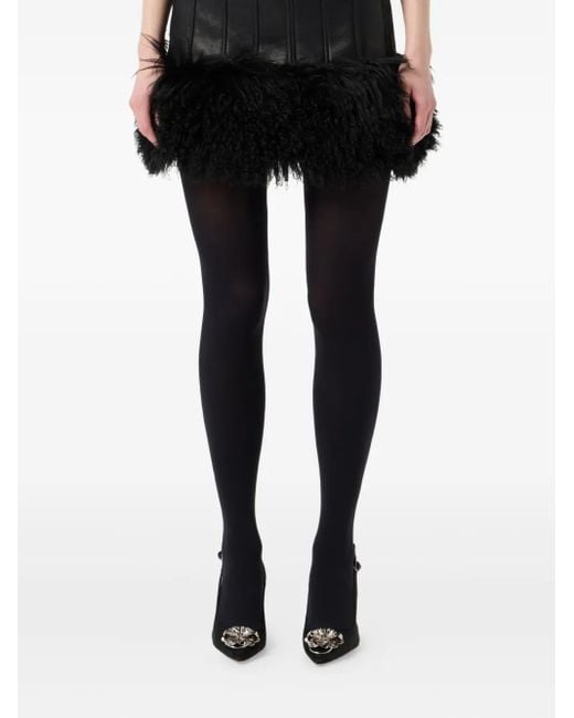 Blumarine Black Faux-Fur Trim Mini Skirt