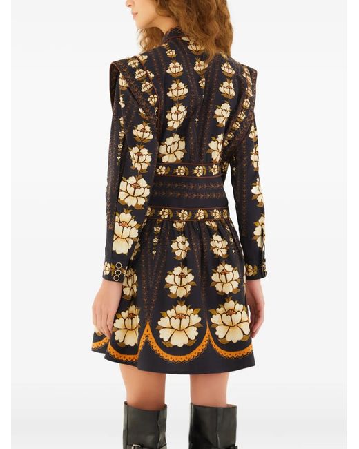 Farm Rio Natural Floral-Print Mini Dress