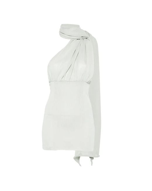 AYA MUSE White Thea Scarf-Detail Mini Dress
