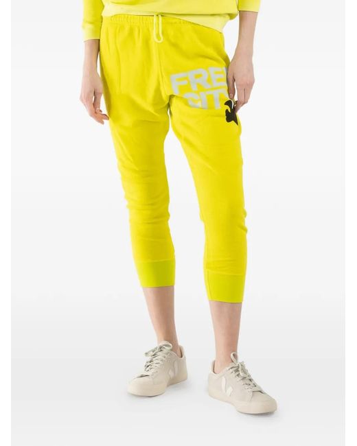 Freecity Yellow Drawstring Logo Sweatpants