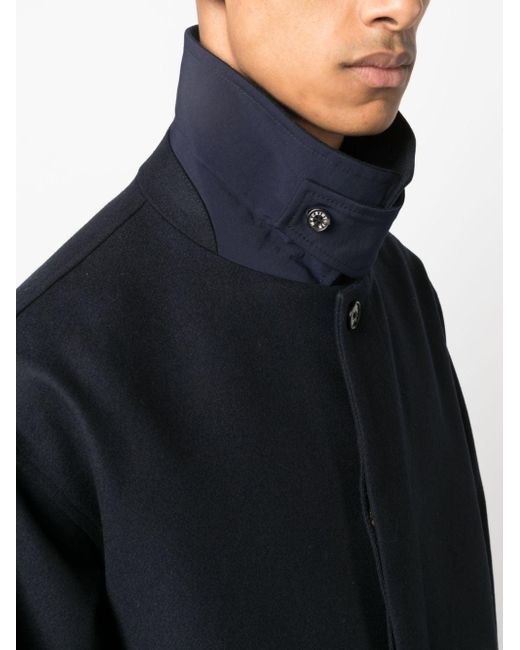 Mackintosh Black Soho Button-up Wool Coat for men