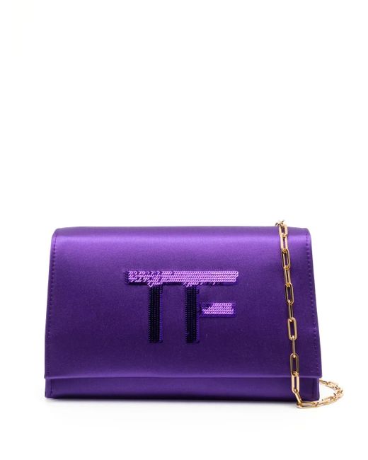 Borsa A Tracolla Disco Con Paillettes di Tom Ford in Purple