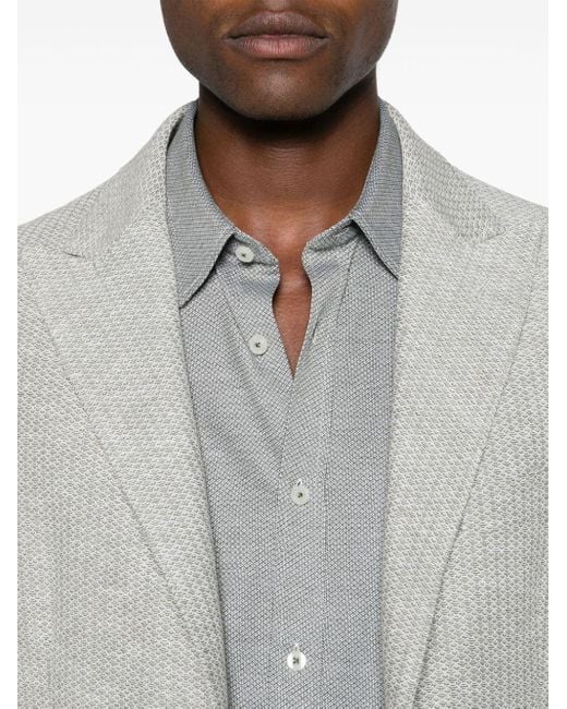 メンズ Boss Jacquard Cotton Shirt Gray