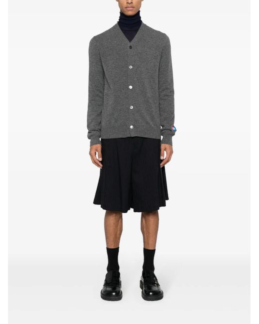 COMME DES GARÇONS PLAY Gray X The Artist Invader Wool Cardigan for men