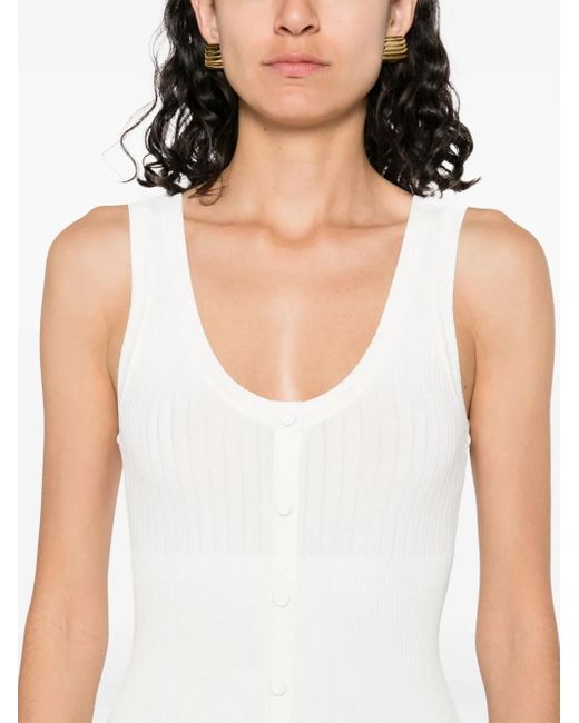 Sandro White Gestricktes Midikleid
