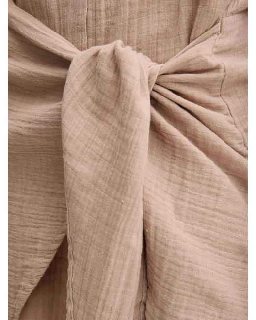 Melissa Odabash Natural Tie-Detail Shirt Midi Dress