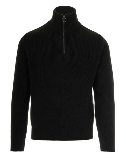 Paul & Shark Black Ribbed-Knit Sweater for men