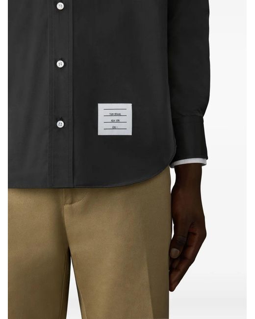 Thom Browne Black Hooded Armband-Detail Shirt for men