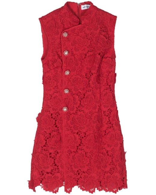 Self portrait red floral cheap mini dress