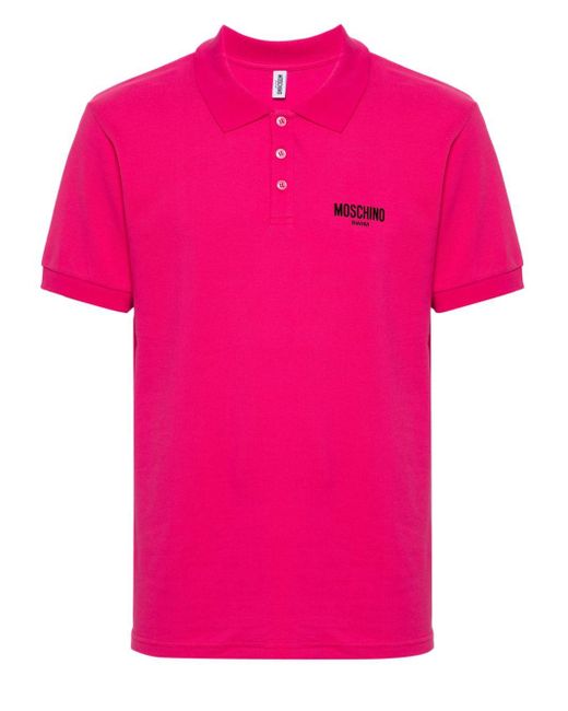 Polo à logo Moschino pour homme en coloris Pink