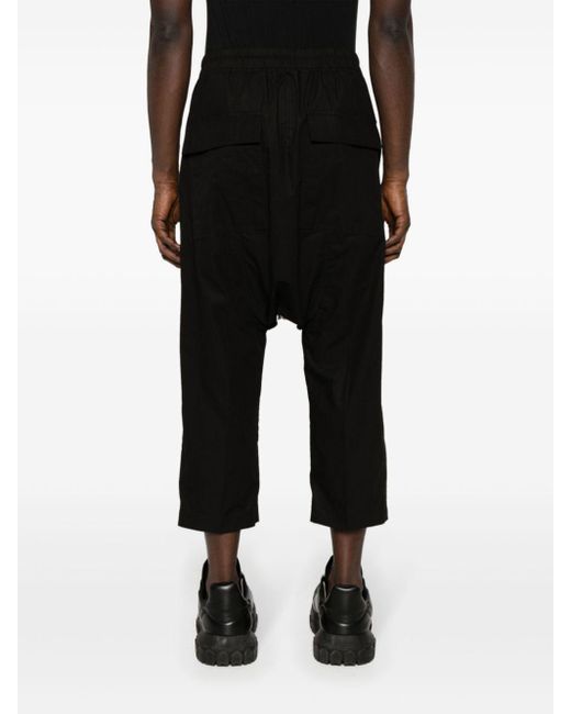 Rick Owens Black Drawstring-waist Cropped Trousers for men
