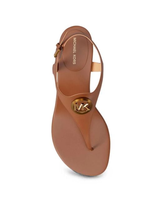 Michael Kors Brown Mckenzie Logo-Plaque Sandals