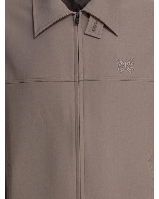 Needles Brown Zip-Up Embroidered Jacket for men