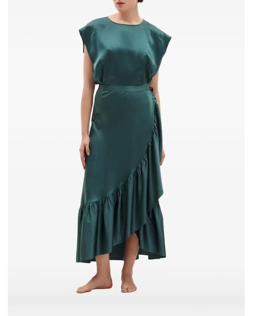 Eres Green Blouse En Soie À Mancherons