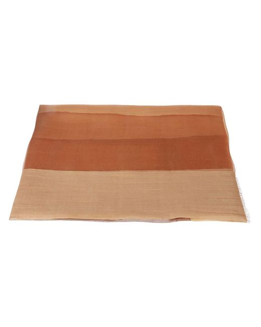 Faliero Sarti Brown Striped Silk Scarf