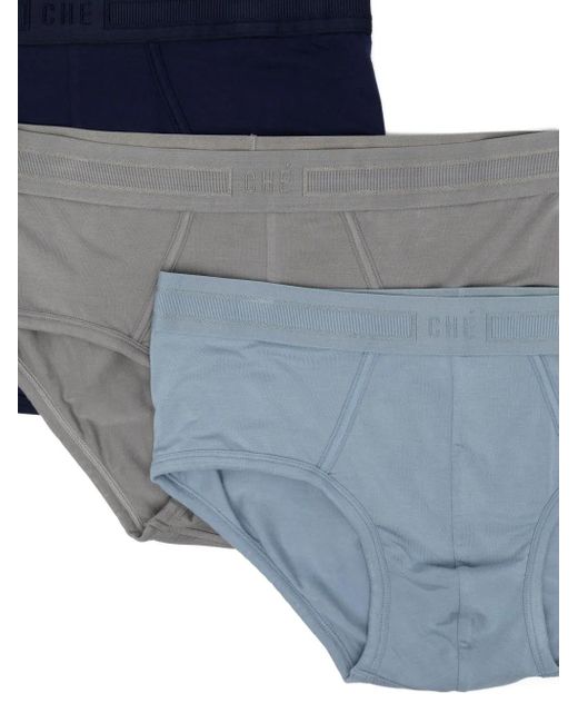 CHE Blue Logo-Waistband Briefs (Set Of Three) for men