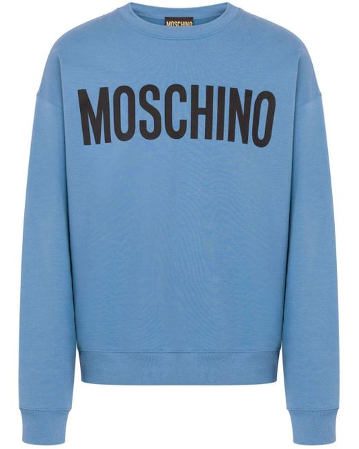 Moschino Blue Logo-print Cotton Sweatshirt for men