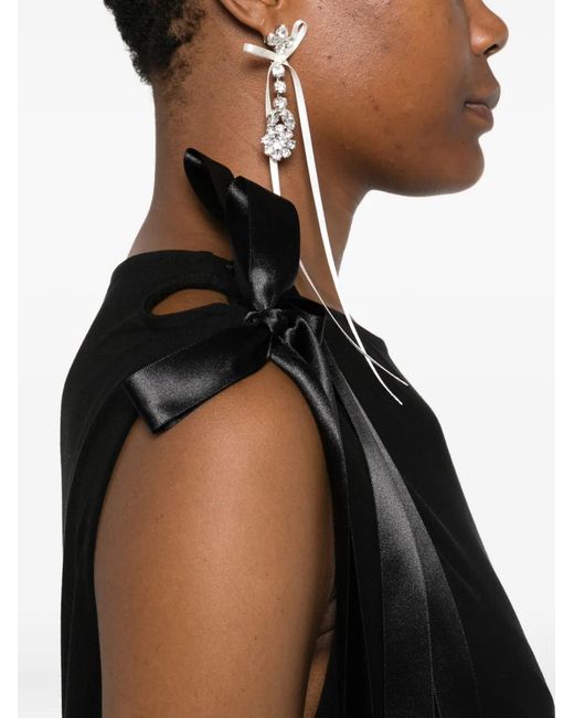 Simone Rocha Black Bow Strap-Detail Midi Dress