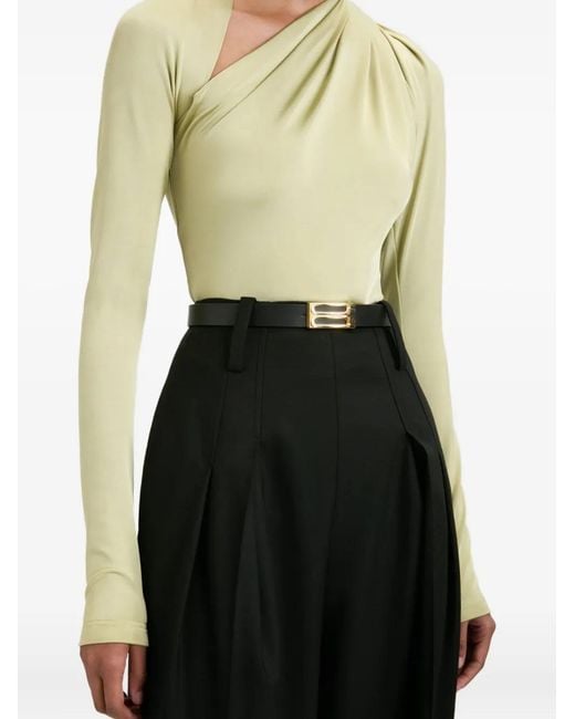 Victoria Beckham Green Draped-Neck Top