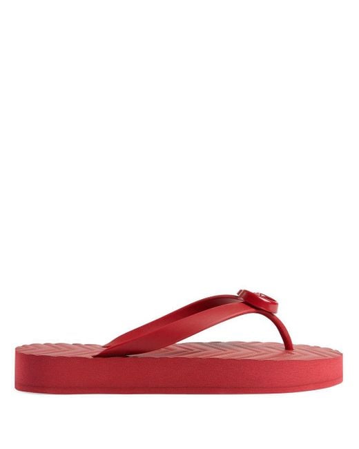 Gucci Red Chevron Thong Sandal