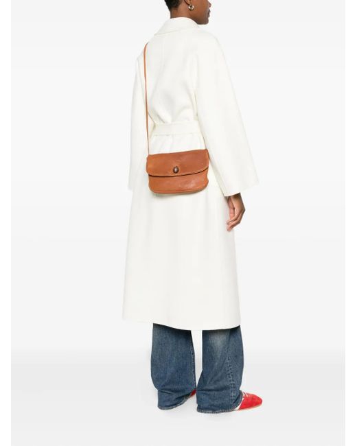 SOMMET Brown Leather Button Shoulder Bag