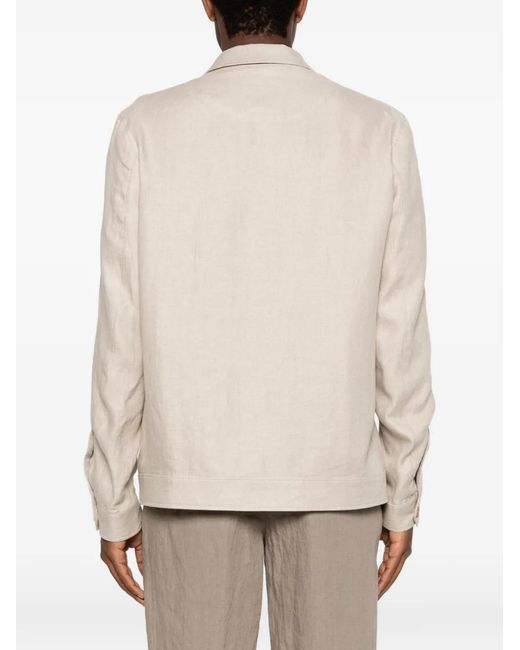 Luigi Bianchi Natural Flap-Pocket Button-Up Overshirt for men