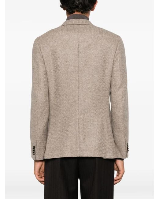 Zegna Brown Herringbone-Pattern Wool-Blend Jacket for men