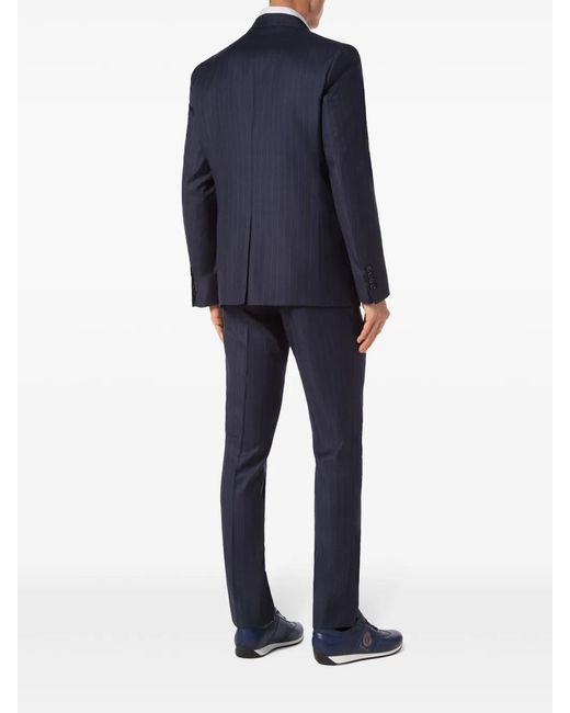 Billionaire Blue Pinstripe-Pattern Wool Blazer for men