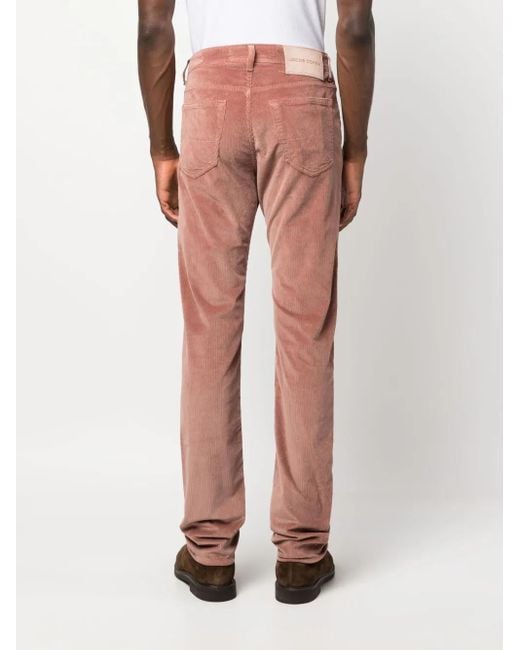 Jacob Cohen Red Mid-Rise Slim-Fit Corduroy Trousers for men