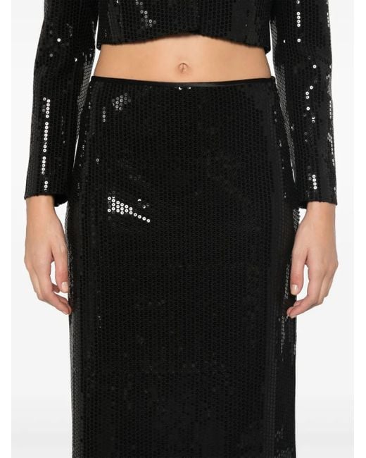 Peserico Black Sequinned Maxi Straight Skirt