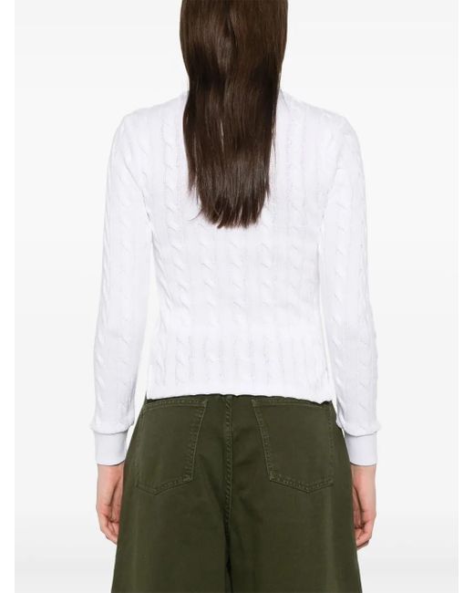 Polo Ralph Lauren White Cable-Knit Polo Top