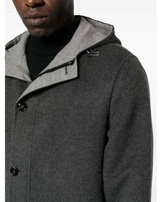 Kiton Gray Button-up Hooded Jacket for men
