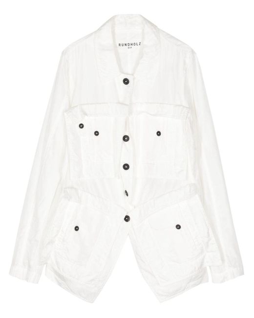 Rundholz White Ruffled Cotton-silk Jacket