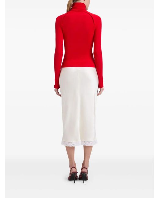 Victoria Beckham Lace Trim Slip ミディスカート White