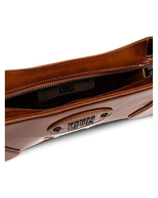KNWLS Brown Razr Logo-Lettering Shoulder Bag