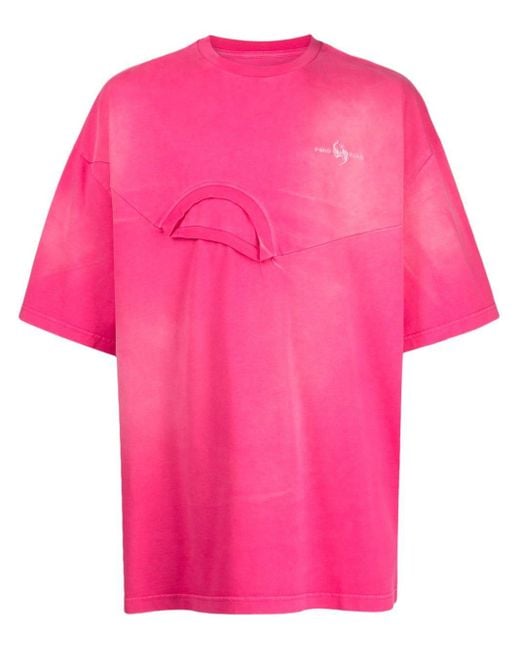 Feng Chen Wang Pink Deconstructed Cotton T-shirt for men