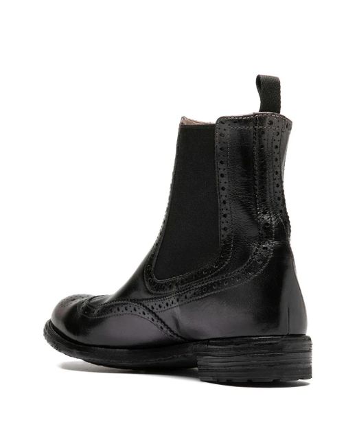 Officine Creative Black Lexikon 151 Elastic-Panel Brogue Boots