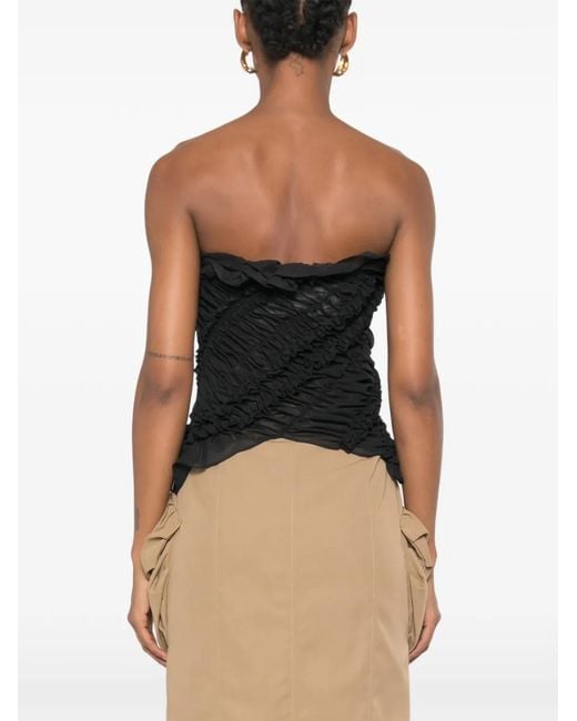 Magda Butrym Black Ruffled Ruched Top