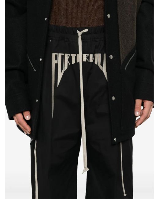 Rick Owens Black Organic Cotton Drawstring Trousers for men