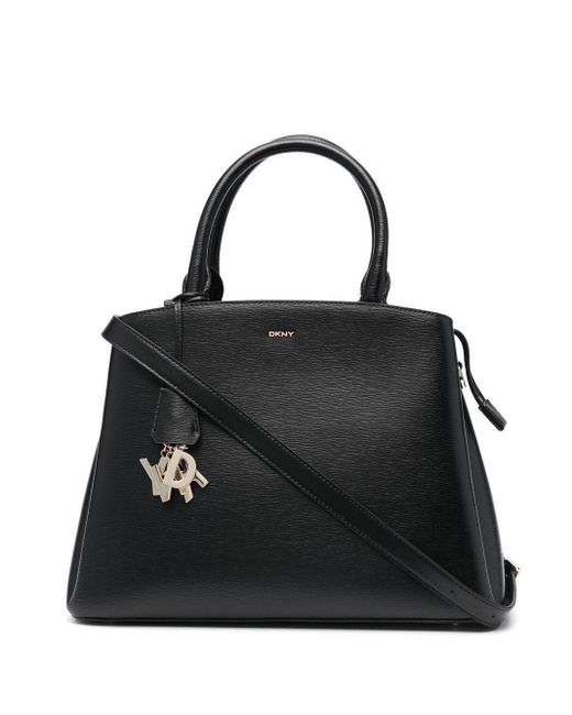 DKNY Leather Tophandle Logo Tote Bag in Black Lyst