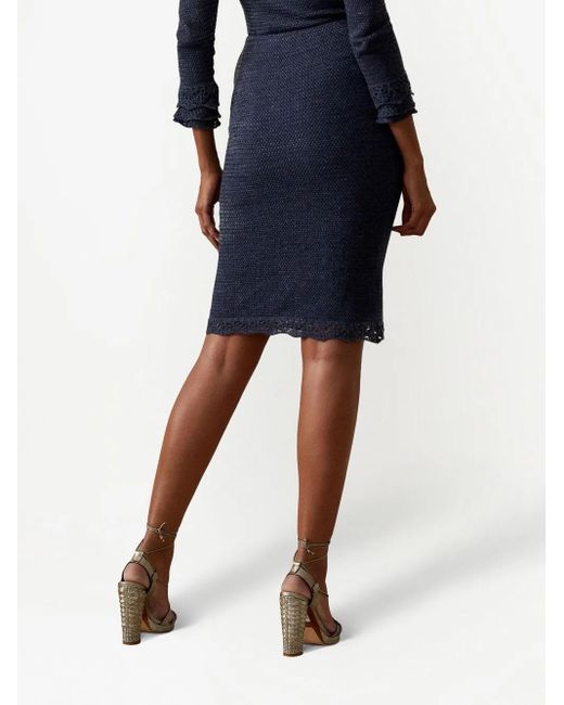 Ralph Lauren Blue Bleistiftrock Mit Volants