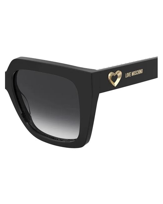 Love Moschino Black Houndstooth-Print Square-Frame Sunglasses