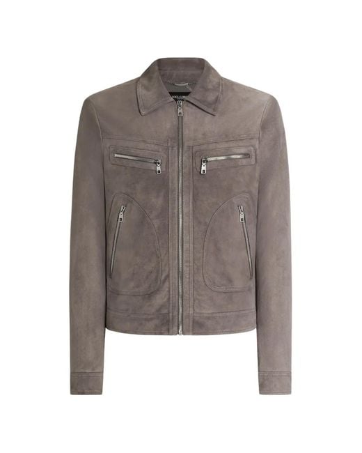 Dolce & Gabbana Gray Suede Jacket for men