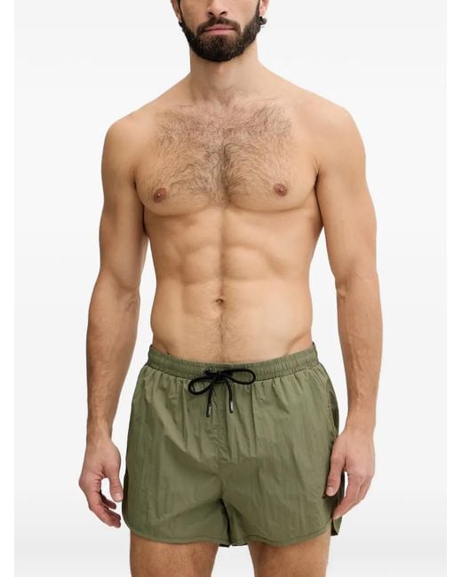 Aeronautica Militare Green Logo-Embroidered Drawstring Swim Shorts for men