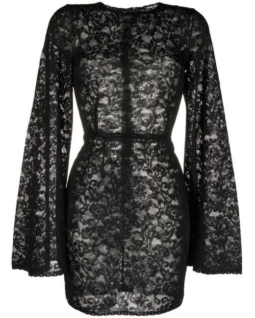 Dolce & Gabbana Black Minikleid aus Spitze mit weiten Ärmeln