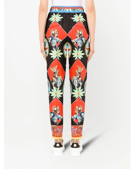 Dolce & Gabbana Red Carretto-Print Track Pants