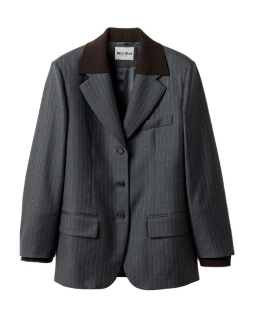 Chaqueta a rayas diplomáticas Miu Miu de color Black