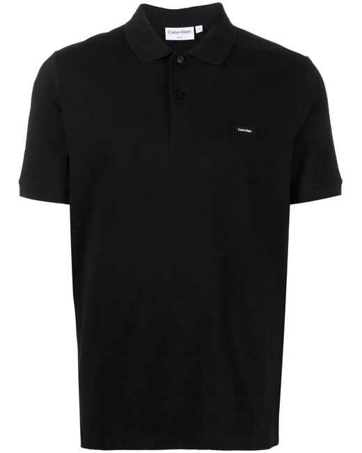 Calvin Klein Black Logo Short-Sleeved Polo Shirt for men