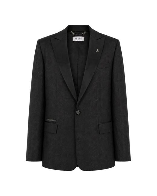 Philipp Plein Black Jacquard Blazer Regular Fit Monogram for men