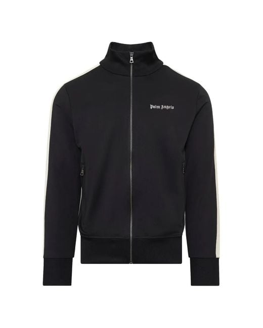 Palm Angels Black Sweat À Logo Brodé Et Manches Rayées for men